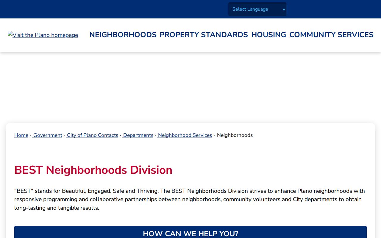 Collin County neighbors Plano BEST neighborhood services resource